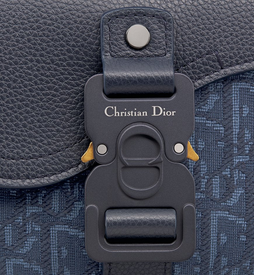 Mini sac Messenger à rabat Saddle Dior Bleu Marine
