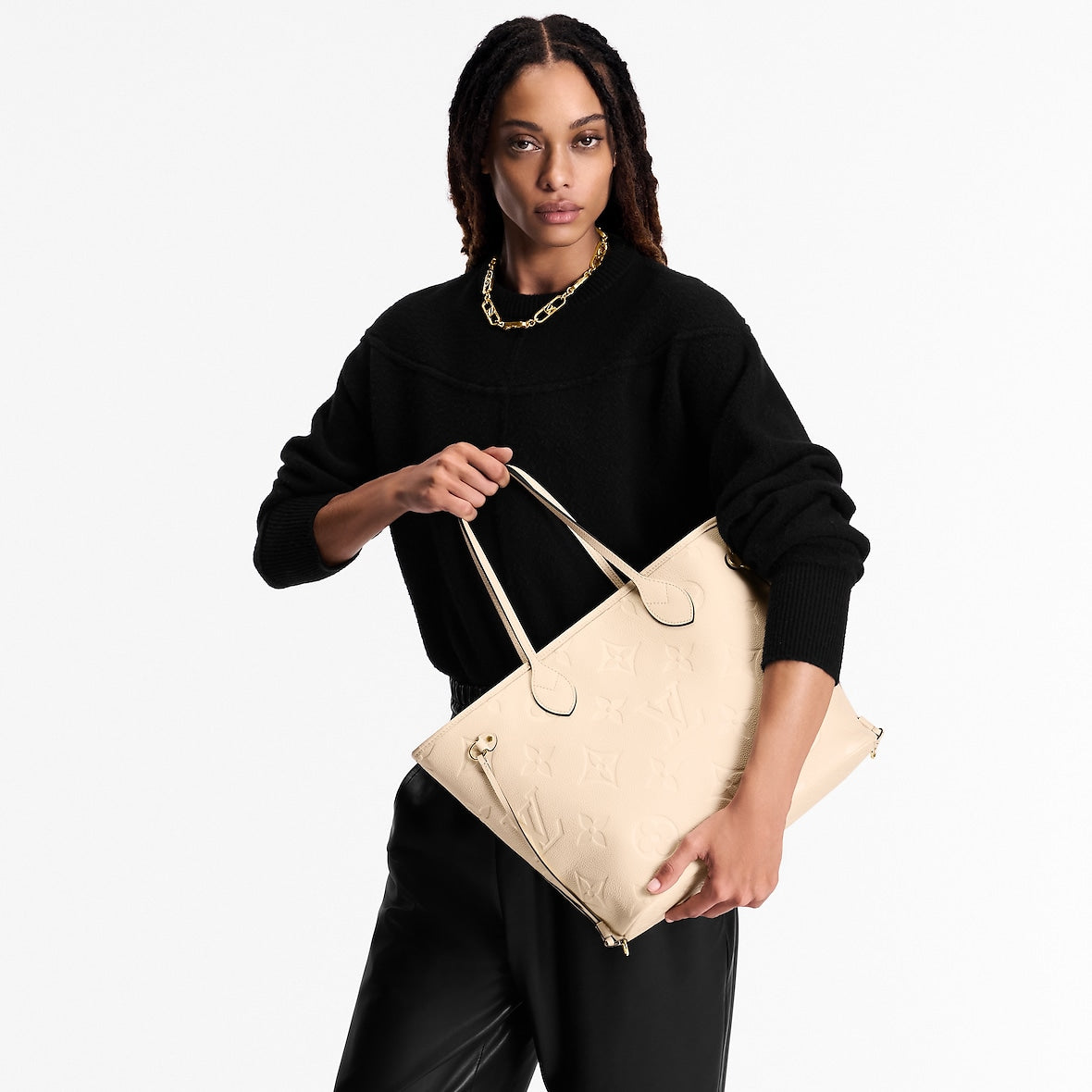 Sac Neverfull MM- LV - Blanc cassé