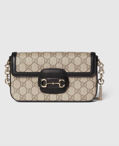 Sac à épaule Gucci Horsebit 1955 Soft petit format  - Noir