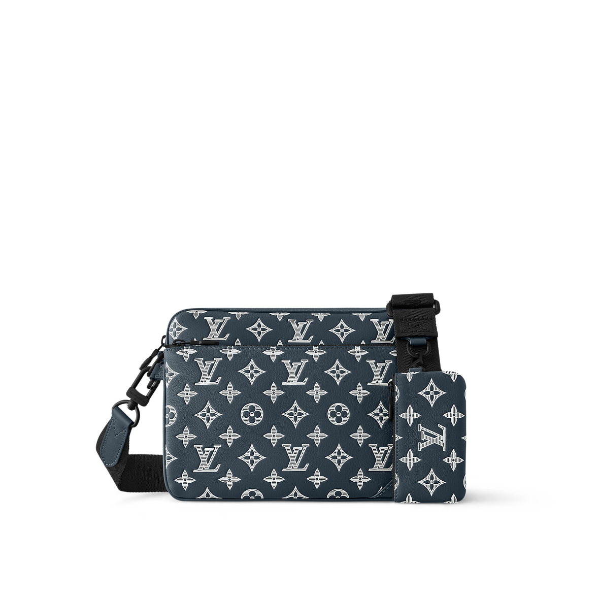 Sac Trio Messenger - LV - Bleu motif blanc