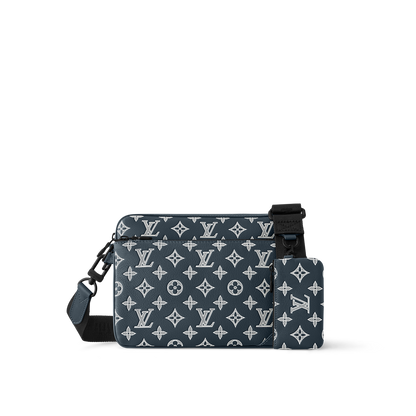 Sac Trio Messenger - LV - Bleu motif blanc