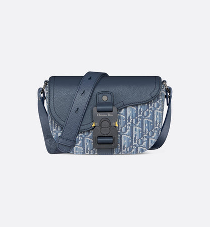 Mini sac Messenger Dior à rabat SaddleToile - Bleu jeans