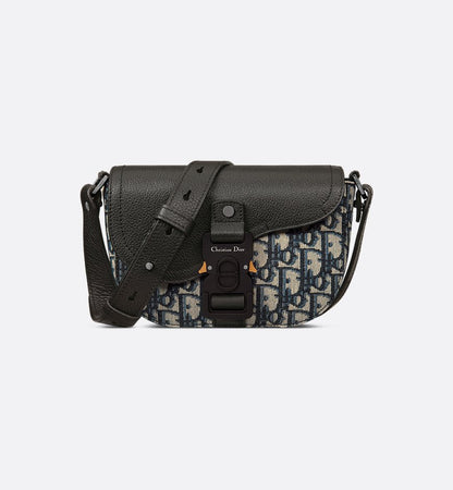 Mini sac Messenger à rabat Saddle Dior Noir et Beige