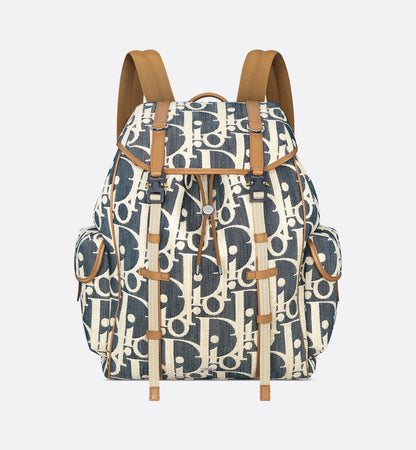 Sac à dos à rabat Dior Hit The Road - Bleu motif blanc