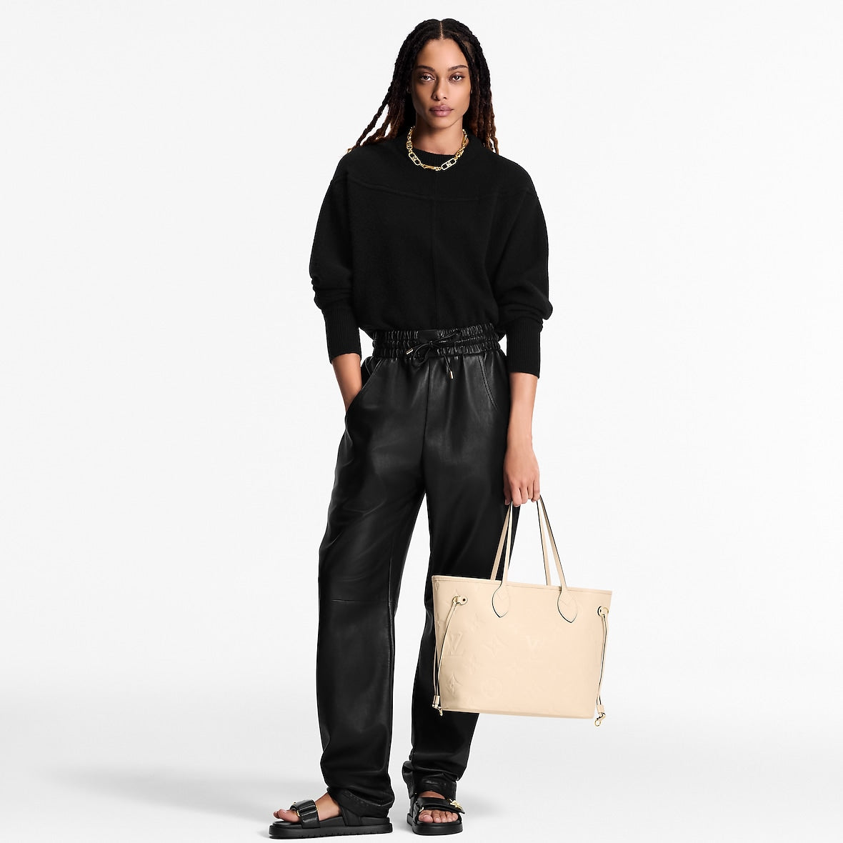 Sac Neverfull MM- LV - Blanc cassé