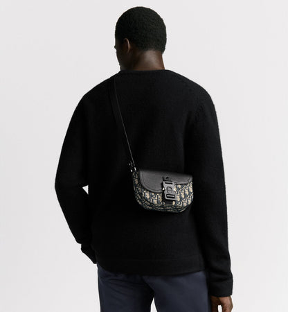 Mini sac Messenger Dior à rabat Saddle Toile - Beige