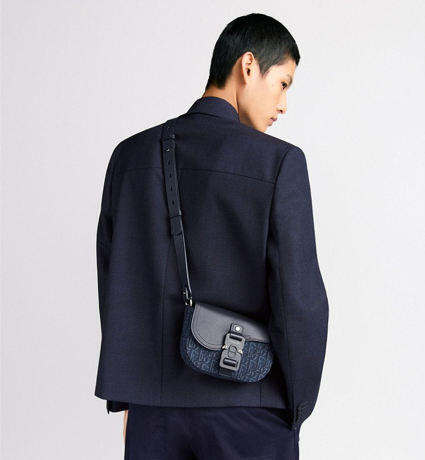Mini sac Messenger à rabat Saddle Dior Bleu Marine