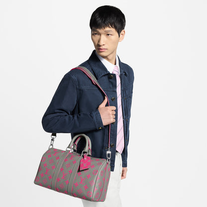 Sac Keepall Bandoulière 35 - LV - Gris Rose