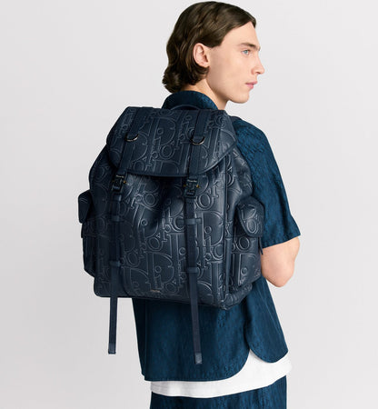 Sac à dos à rabat Dior Hit The Road - Bleu nuit