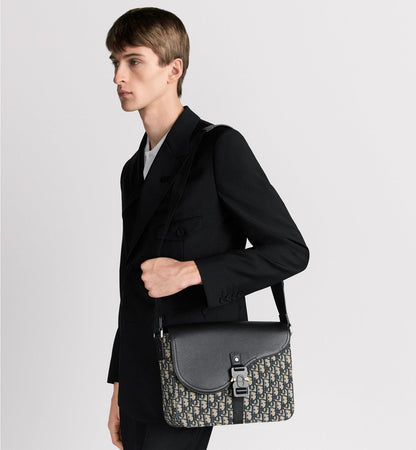 Sac Messenger à rabat Saddle Medium Dior - Beige Noir