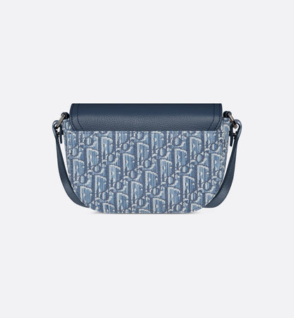 Mini sac Messenger Dior à rabat SaddleToile - Bleu jeans