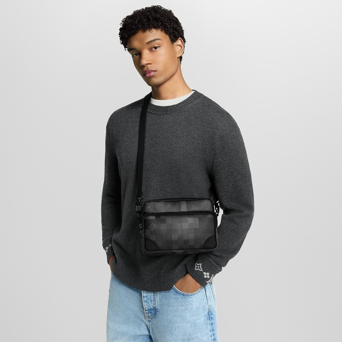 Sac Nil Messenger - LV - Noir Gris carreau