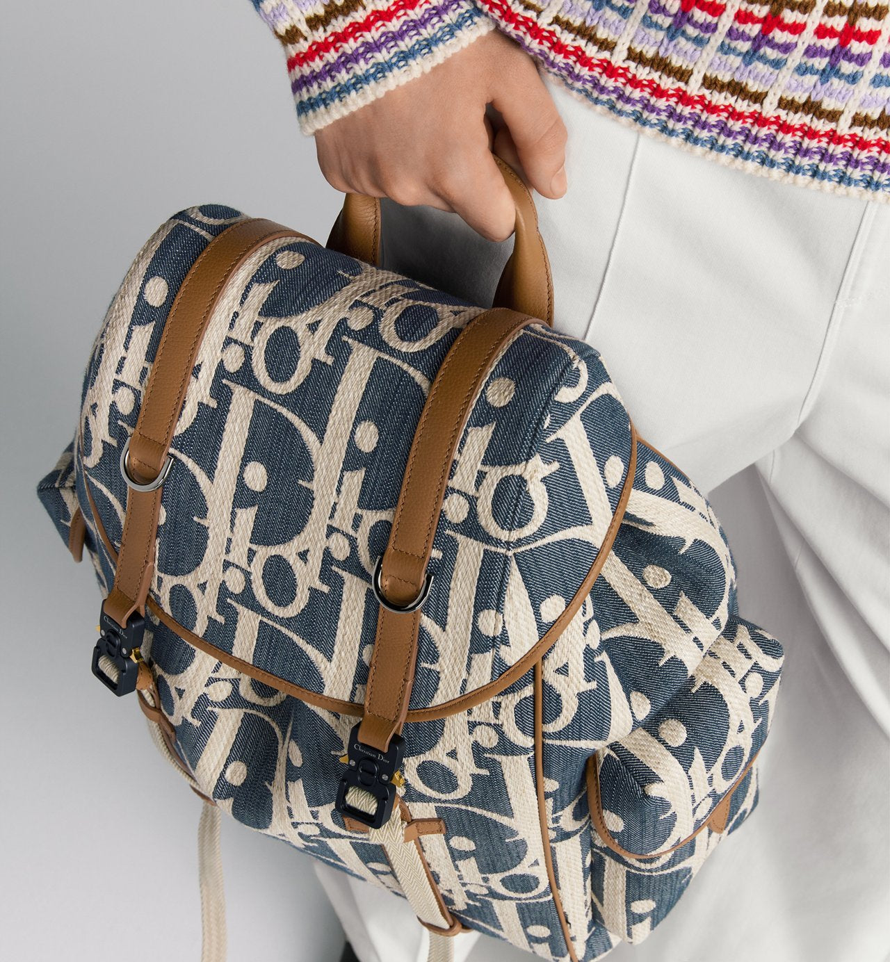 Sac à dos à rabat Dior Hit The Road - Bleu motif blanc