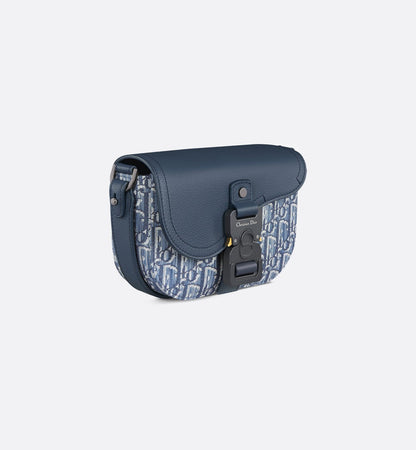Mini sac Messenger Dior à rabat SaddleToile - Bleu jeans