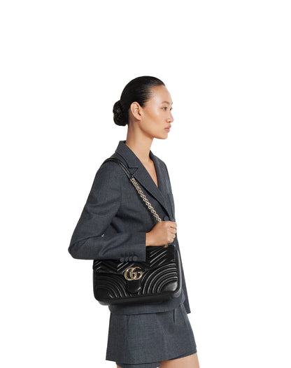 Sac à épaule grand format à motif GG Marmont - Noir