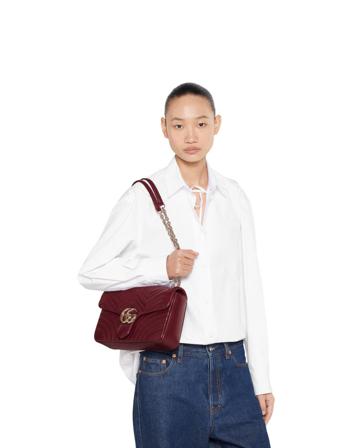 Sac à épaule grand format à motif GG Marmont - Rouge