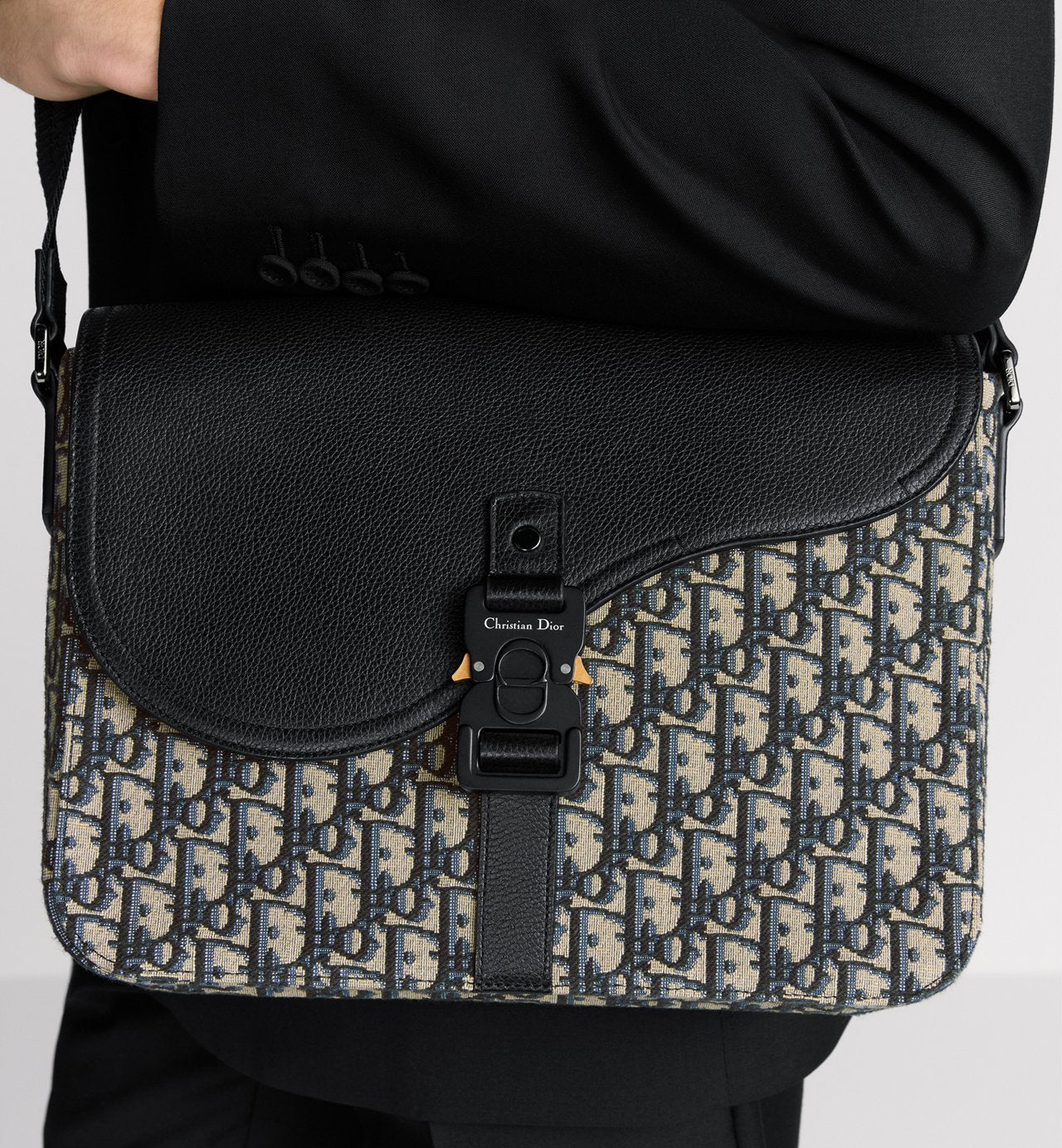 Sac Messenger à rabat Saddle Medium Dior - Beige Noir