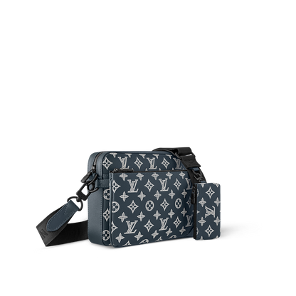 Sac Trio Messenger - LV - Bleu motif blanc