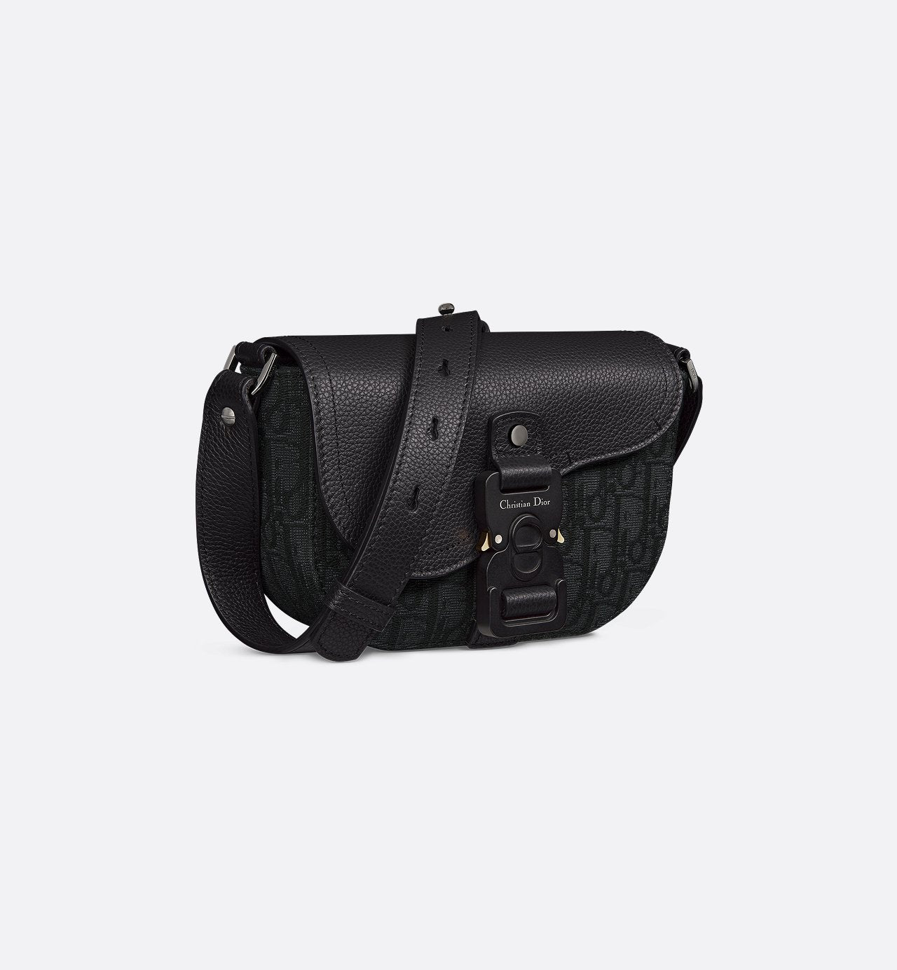 Mini sac Messenger Dior à rabat Saddle Toile - Noir