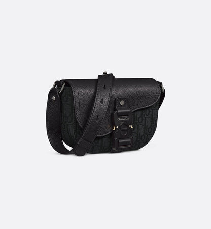 Mini sac Messenger Dior à rabat Saddle Toile - Noir