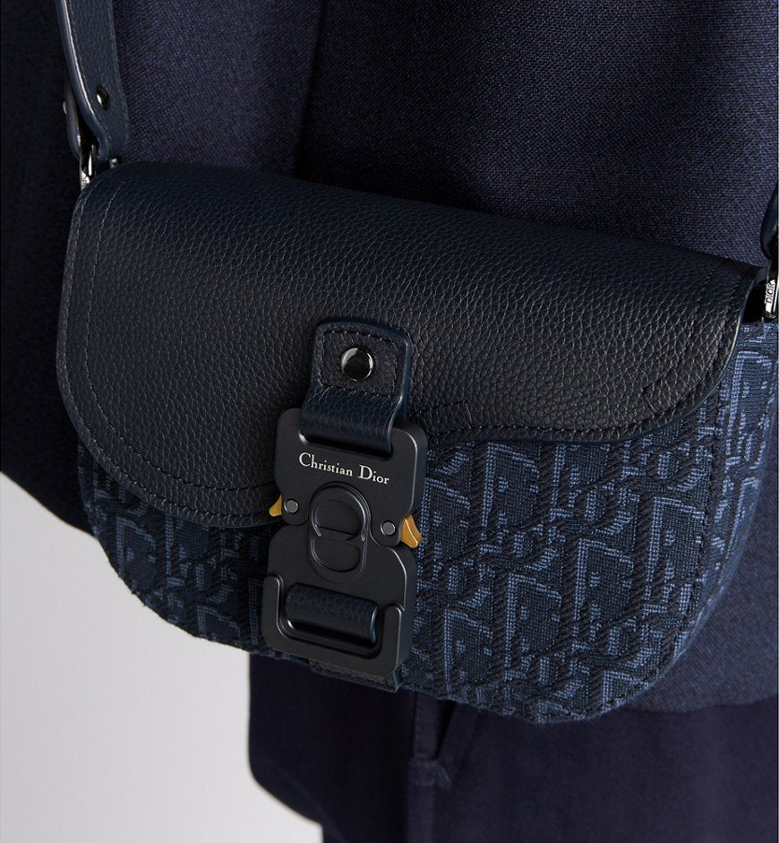 Mini sac Messenger à rabat Saddle Dior Bleu Marine