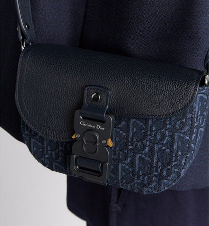 Mini sac Messenger à rabat Saddle Dior Bleu Marine