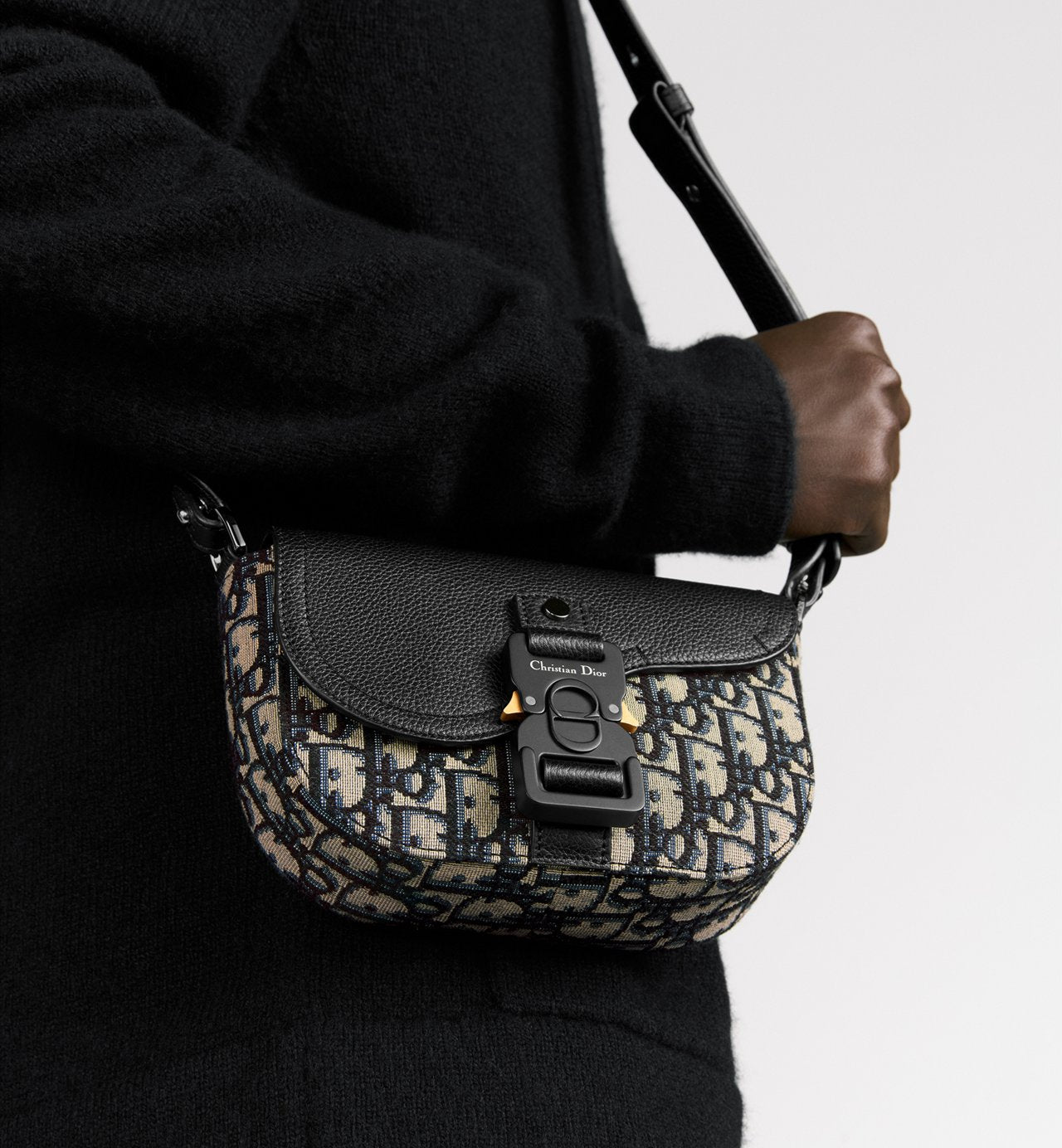 Mini sac Messenger Dior à rabat Saddle Toile - Beige