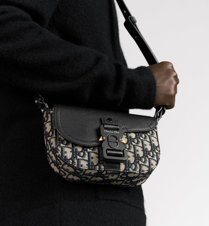 Mini sac Messenger Dior à rabat Saddle Toile - Beige