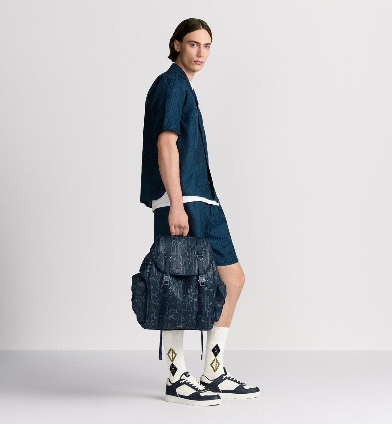 Sac à dos à rabat Dior Hit The Road - Bleu nuit