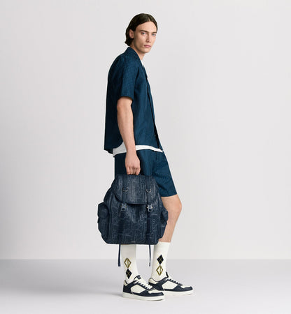 Sac à dos à rabat Dior Hit The Road - Bleu nuit