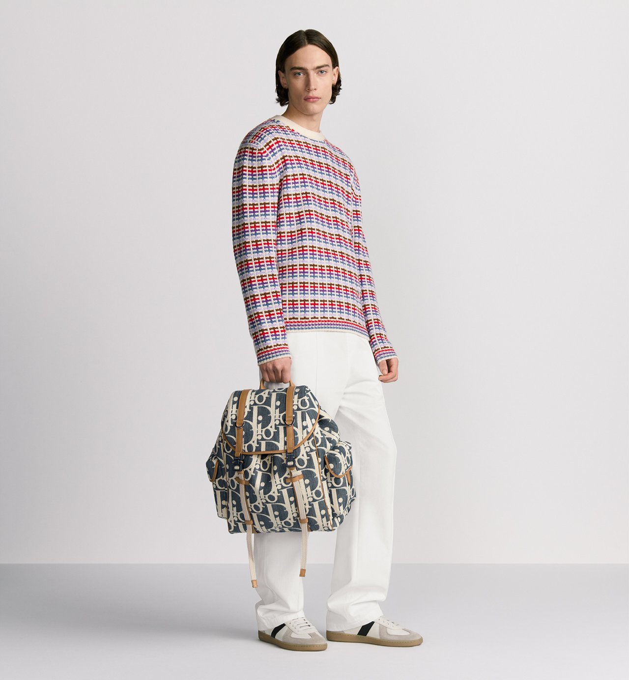 Sac à dos à rabat Dior Hit The Road - Bleu motif blanc