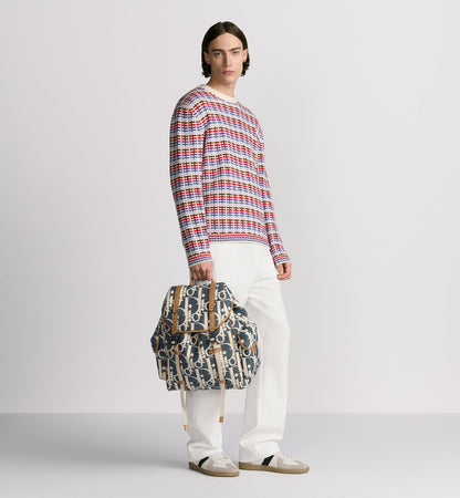 Sac à dos à rabat Dior Hit The Road - Bleu motif blanc