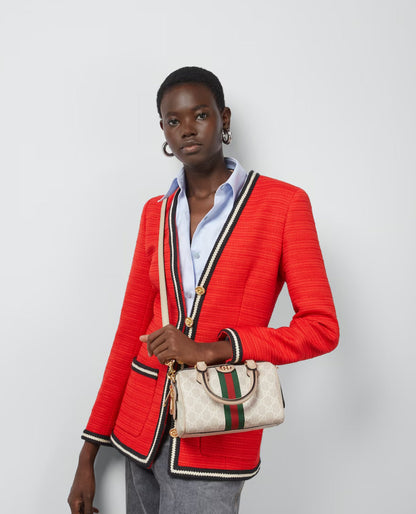 Sac Boston GG Ophidia petit format - Blanc