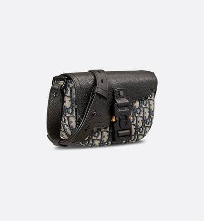 Mini sac Messenger à rabat Saddle Dior Noir et Beige