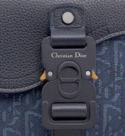 Mini sac Messenger à rabat Saddle Dior Bleu Marine