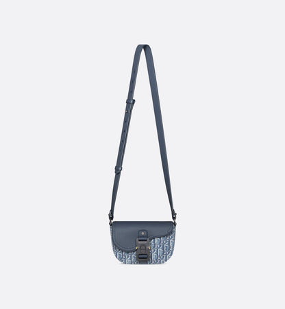 Mini sac Messenger Dior à rabat SaddleToile - Bleu jeans