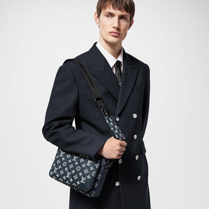 Sac Trio Messenger - LV - Bleu motif blanc