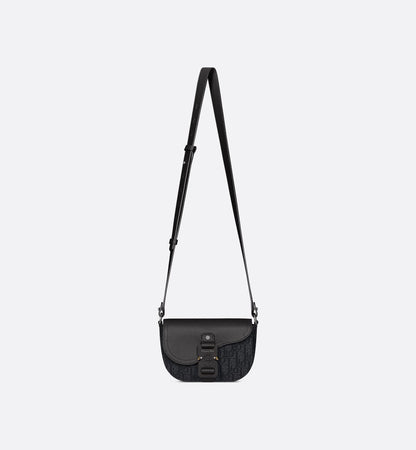 Mini sac Messenger Dior à rabat Saddle Toile - Noir