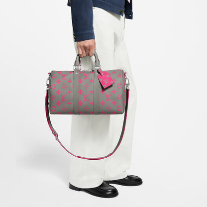 Sac Keepall Bandoulière 35 - LV - Gris Rose