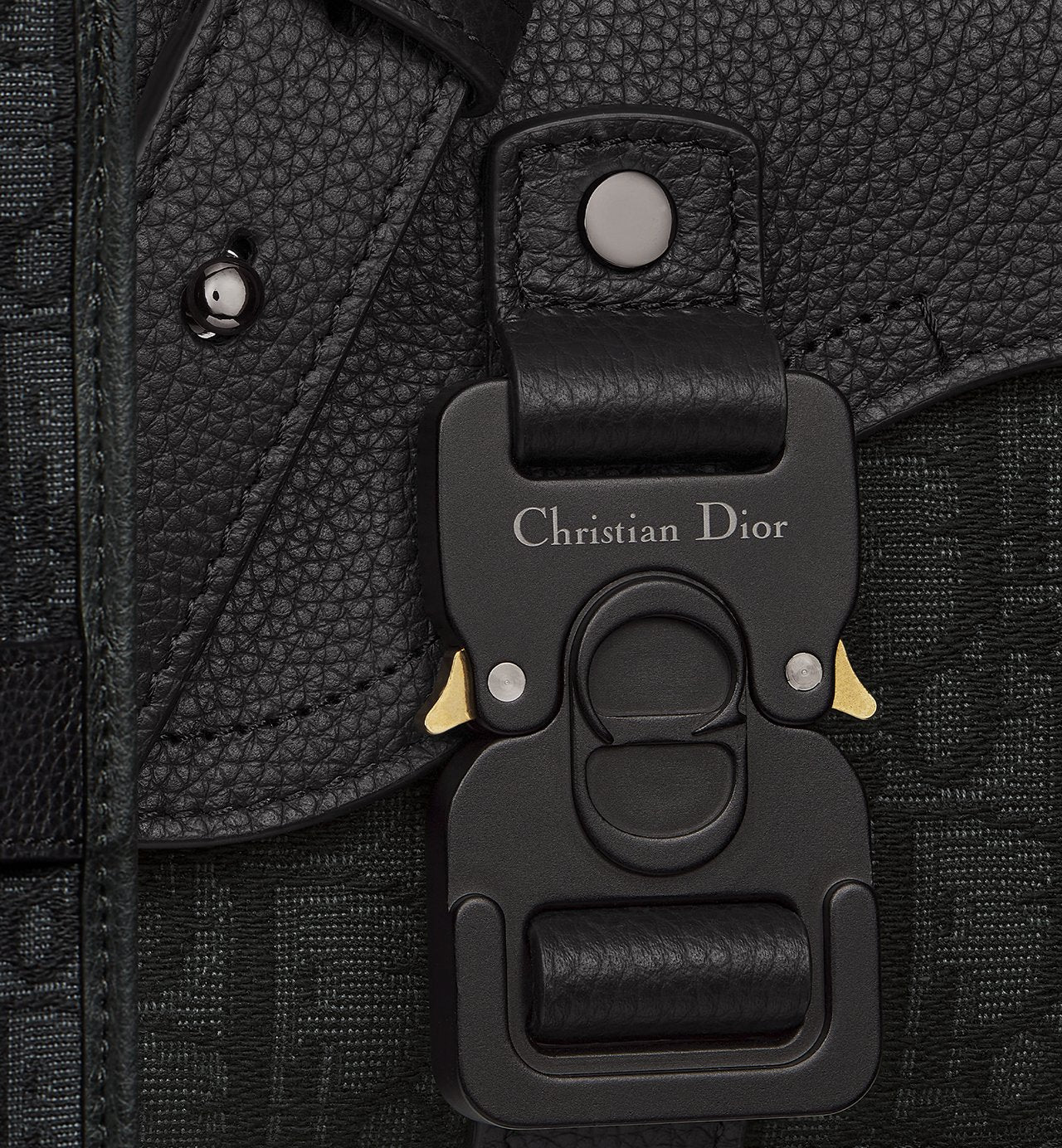 Mini sac Messenger Dior à rabat Saddle Toile - Noir