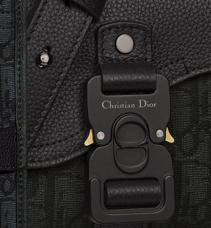 Mini sac Messenger Dior à rabat Saddle Toile - Noir