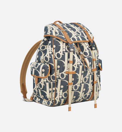 Sac à dos à rabat Dior Hit The Road - Bleu motif blanc