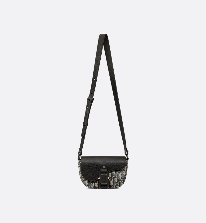 Mini sac Messenger à rabat Saddle Dior Noir et Beige