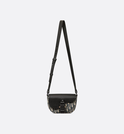Mini sac Messenger à rabat Saddle Dior Noir et Beige