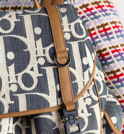 Sac à dos à rabat Dior Hit The Road - Bleu motif blanc