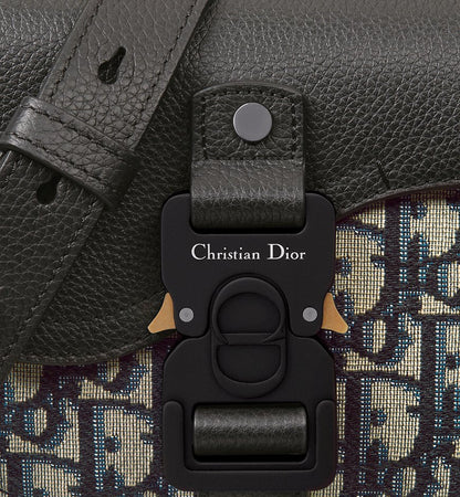 Mini sac Messenger à rabat Saddle Dior Noir et Beige