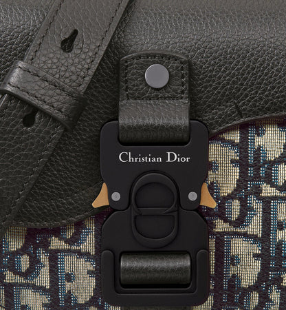 Mini sac Messenger Dior à rabat Saddle Toile - Beige